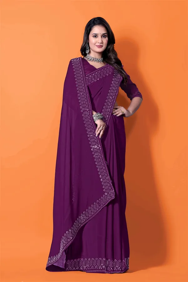 Purple_Georgette_Premium_Embroidered_Saree_With_Matching_Blouse_For_Women