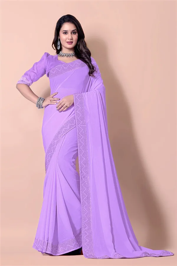 Purple_Georgette_Premium_Embroidered_Saree_With_Matching_Blouse_For_Women