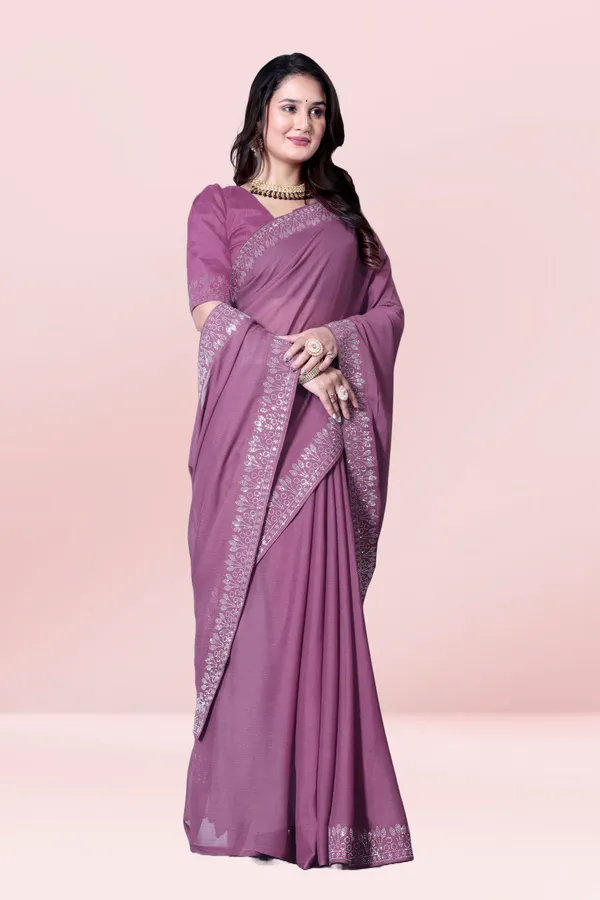 Purple_Georgette_Premium_Embroidered_Saree_With_Matching_Blouse_For_Women