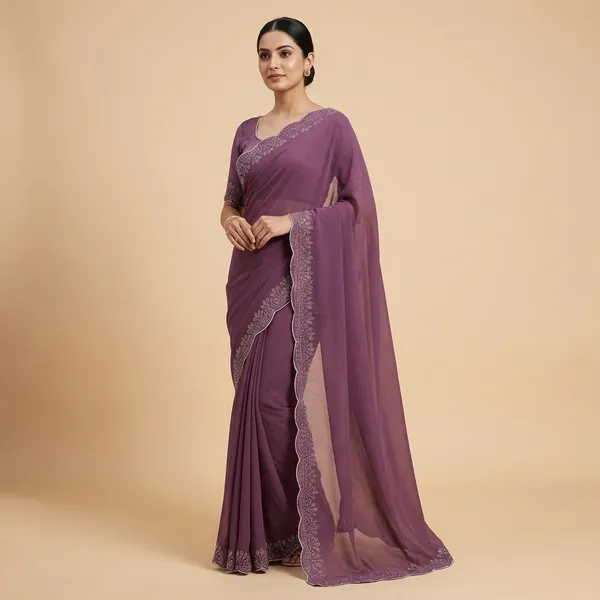 Purple_Georgette_Premium_Embroidered_Saree_With_Matching_Blouse_For_Women