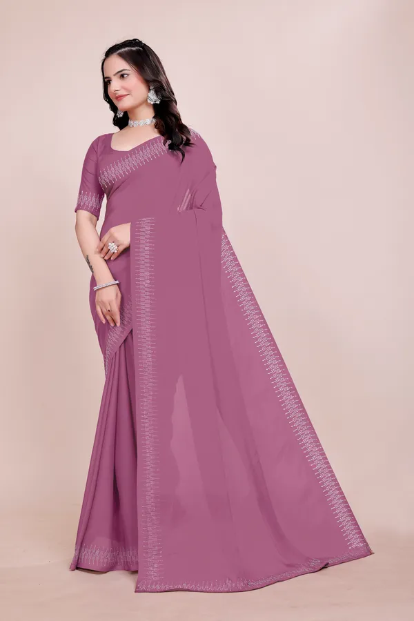 Purple_Georgette_Premium_Embroidered_Saree_With_Matching_Blouse_For_Women
