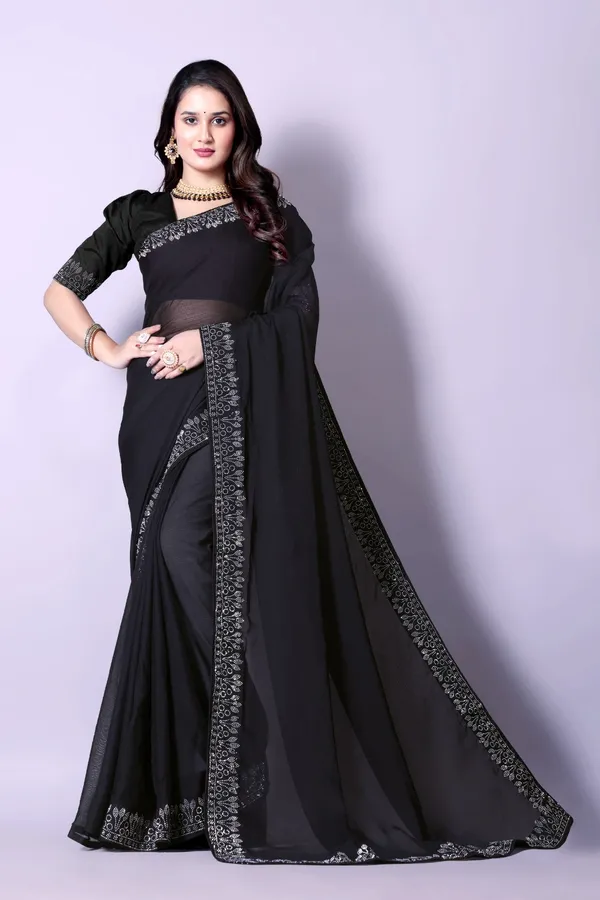 Black_Georgette_Premium_Embroidered_Saree_With_Matching_Blouse_For_Women