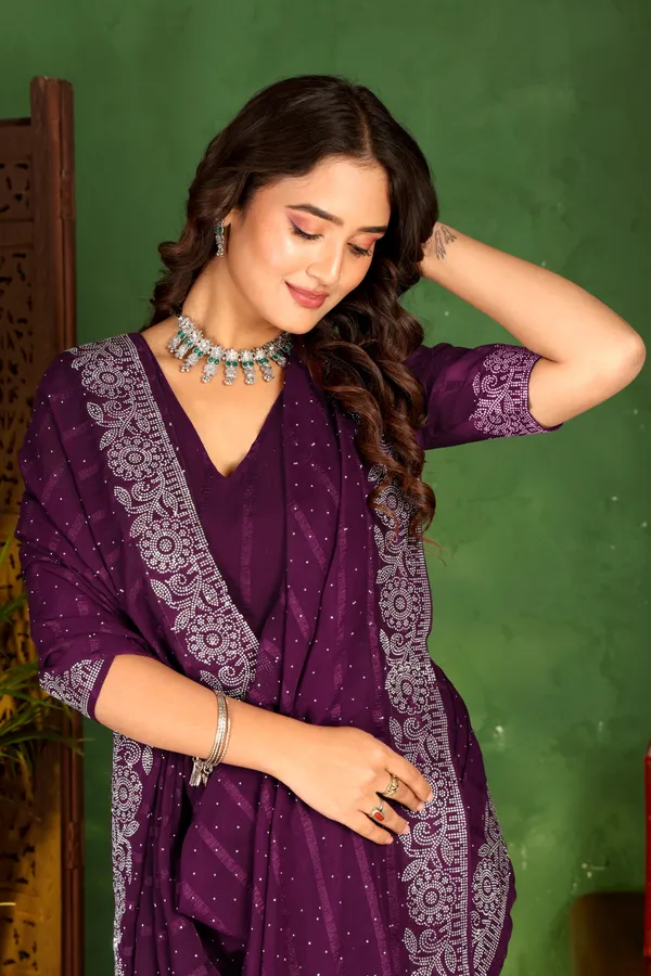 Purple_Georgette_Premium_Embroidered_Saree_With_Matching_Blouse_For_Women