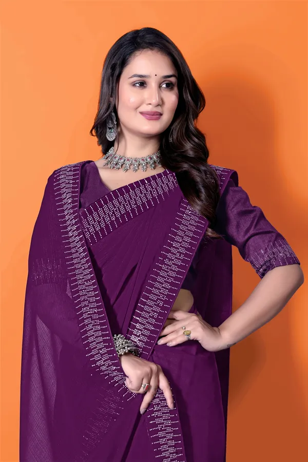 Purple_Georgette_Premium_Embroidered_Saree_With_Matching_Blouse_For_Women
