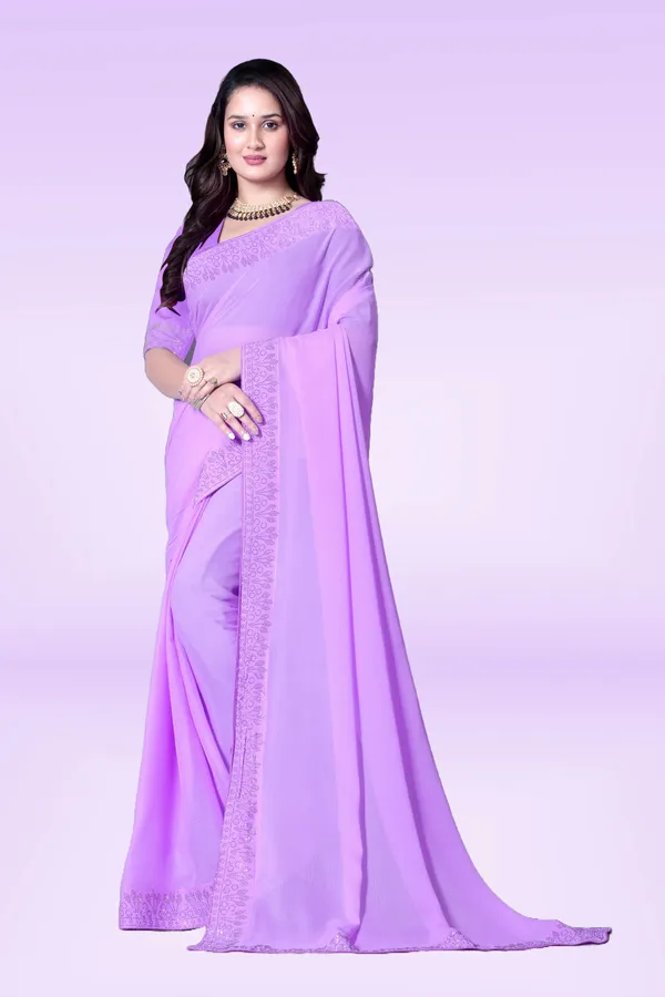 Purple_Georgette_Premium_Embroidered_Saree_With_Matching_Blouse_For_Women