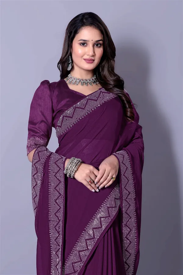 Purple_Georgette_Premium_Embroidered_Saree_With_Matching_Blouse_For_Women