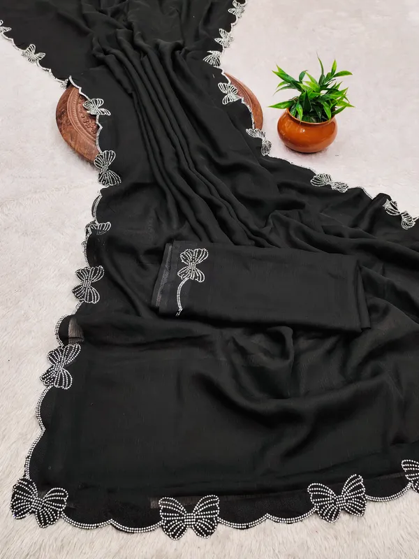 Black_Georgette_Premium_Embroidered_Saree_With_Matching_Blouse_For_Women