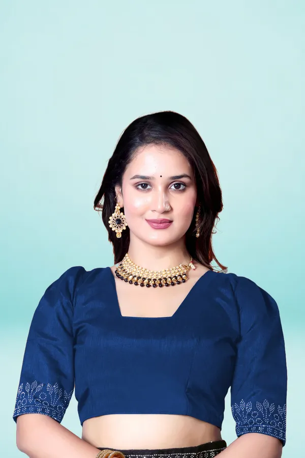 Navy_Blue_Georgette_Premium_Embroidered_Saree_With_Matching_Blouse_For_Women