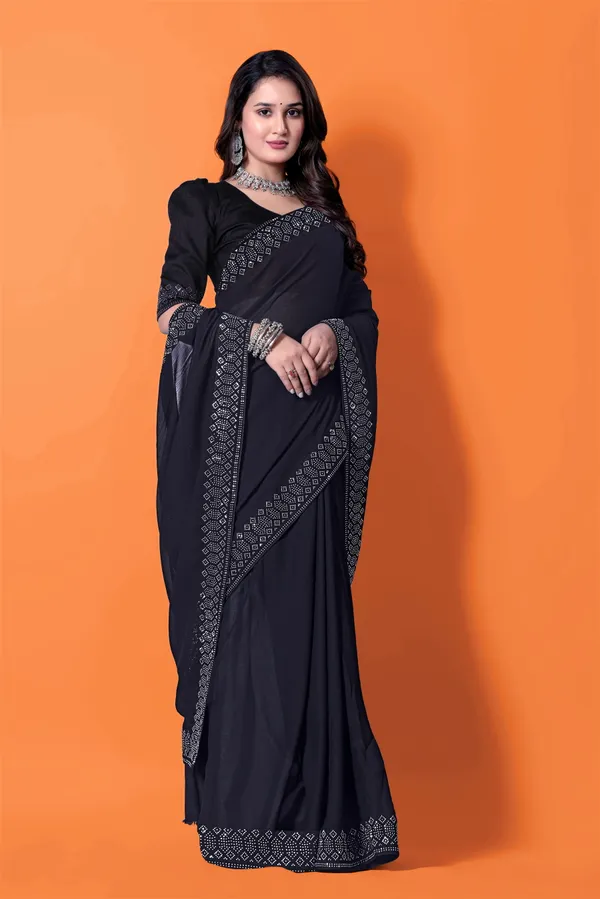 Black_Georgette_Premium_Embroidered_Saree_With_Matching_Blouse_For_Women