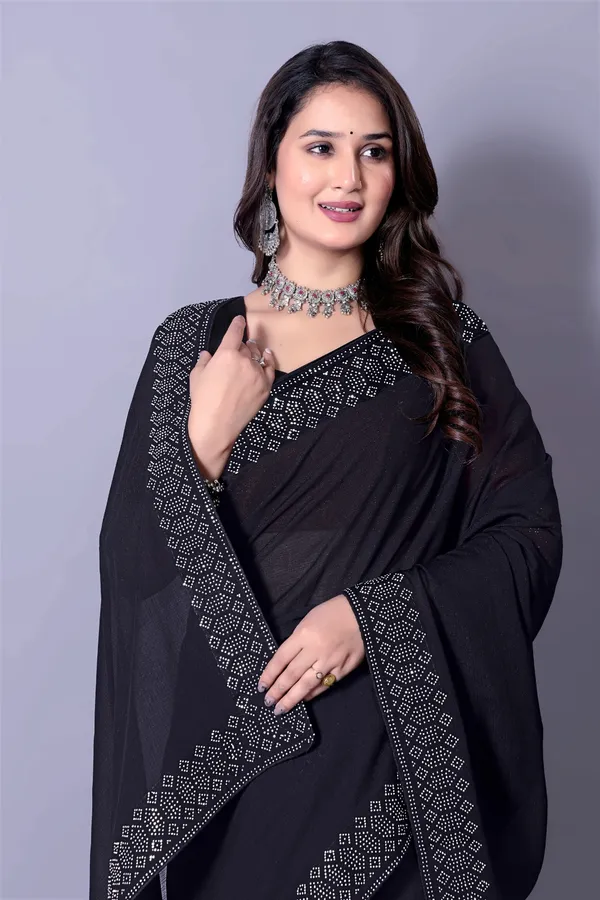 Black_Georgette_Premium_Embroidered_Saree_With_Matching_Blouse_For_Women