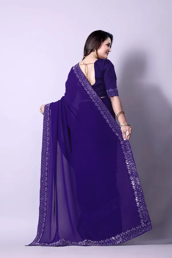 Purple_Georgette_Premium_Embroidered_Saree_With_Matching_Blouse_For_Women