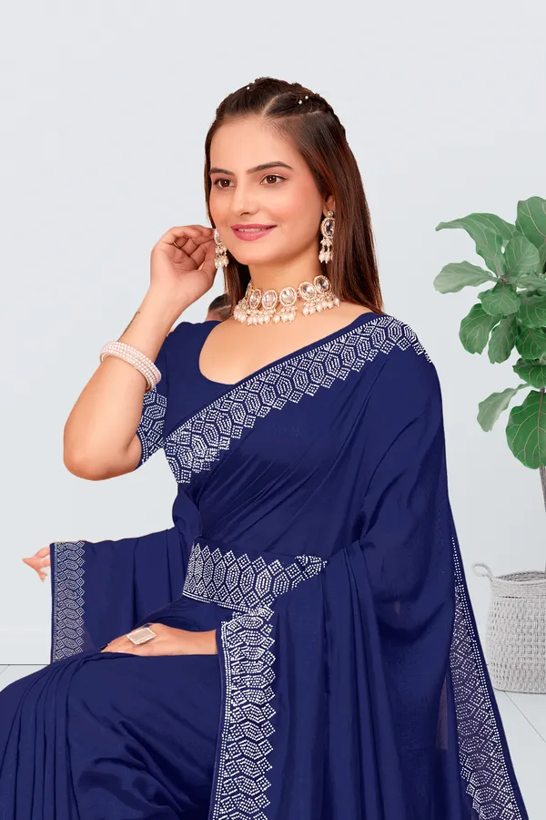 Navy_Blue_Georgette_Premium_Embroidered_Saree_With_Matching_Blouse_For_Women