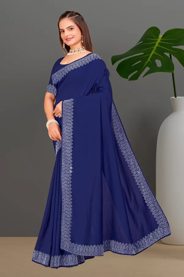 Navy_Blue_Georgette_Premium_Embroidered_Saree_With_Matching_Blouse_For_Women