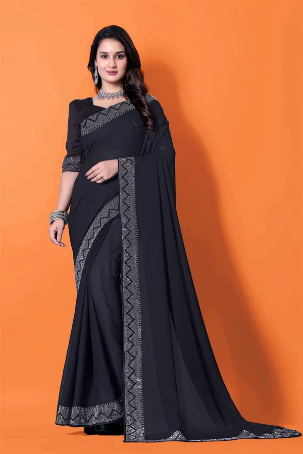 Black_Georgette_Premium_Embroidered_Saree_With_Matching_Blouse_For_Women