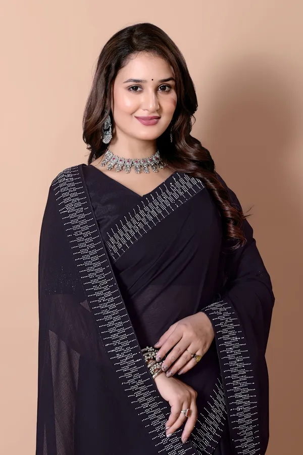 Black_Georgette_Premium_Embroidered_Saree_With_Matching_Blouse_For_Women
