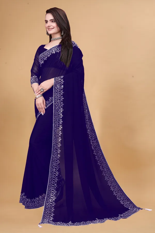Purple_Georgette_Premium_Embroidered_Saree_With_Matching_Blouse_For_Women