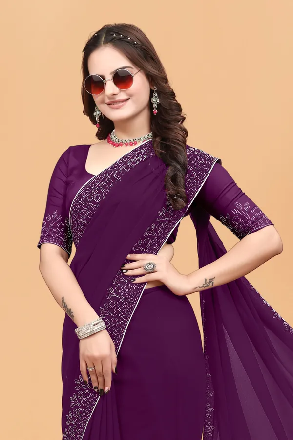 Purple_Georgette_Premium_Embroidered_Saree_With_Matching_Blouse_For_Women