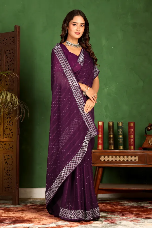 Purple_Georgette_Premium_Embroidered_Saree_With_Matching_Blouse_For_Women
