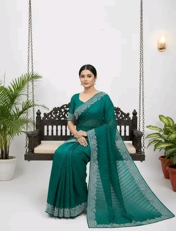Green_Georgette_Premium_Embroidered_Saree_With_Matching_Blouse_For_Women