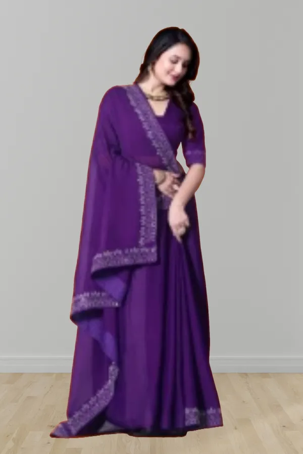 Purple_Georgette_Premium_Embroidered_Saree_With_Matching_Blouse_For_Women
