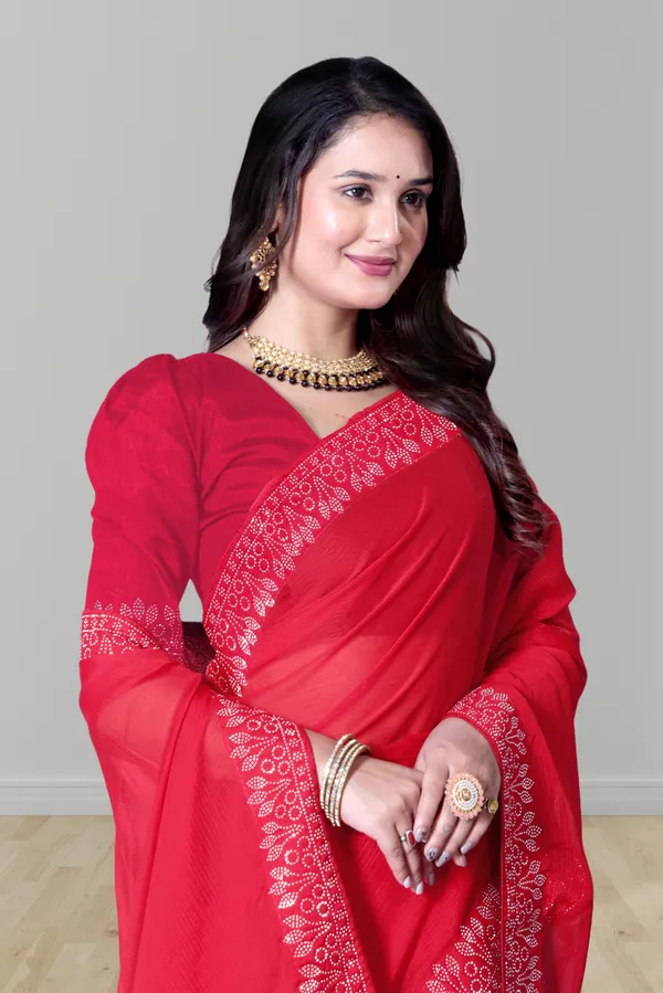 Red_Georgette_Premium_Embroidered_Saree_With_Matching_Blouse_For_Women