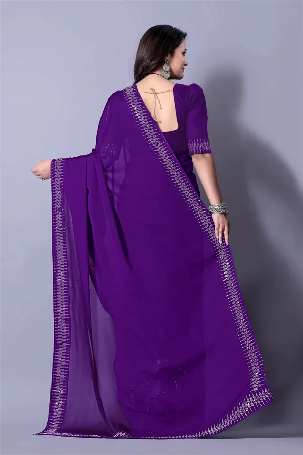 Purple_Georgette_Premium_Embroidered_Saree_With_Matching_Blouse_For_Women
