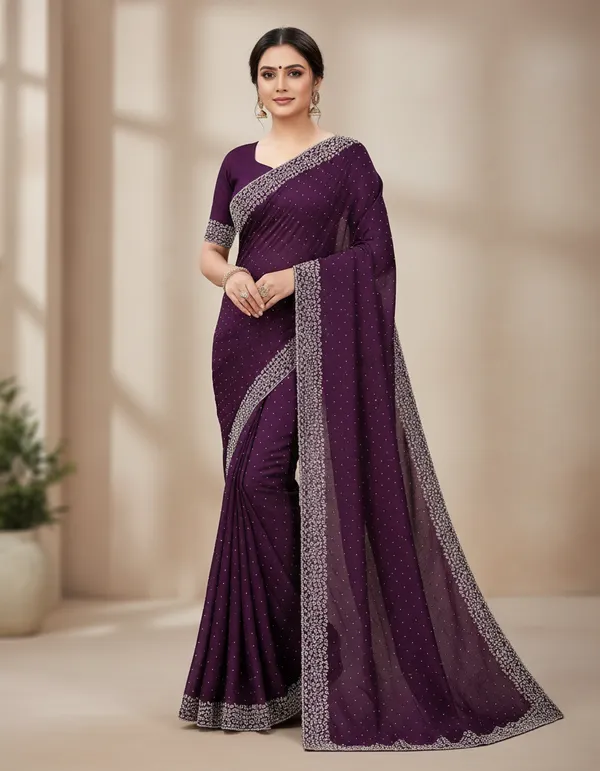 Purple_Georgette_Premium_Embroidered_Saree_With_Matching_Blouse_For_Women
