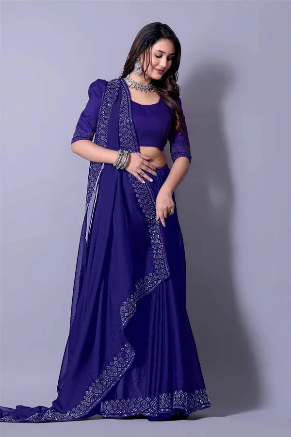 Royal_Blue_Georgette_Premium_Embroidered_Saree_With_Matching_Blouse_For_Women