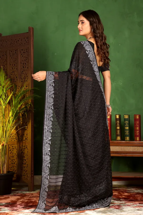 Black_Georgette_Premium_Embroidered_Saree_With_Matching_Blouse_For_Women