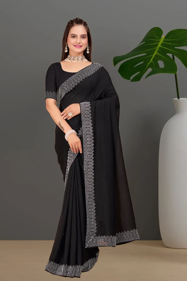 Black_Georgette_Premium_Embroidered_Saree_With_Matching_Blouse_For_Women