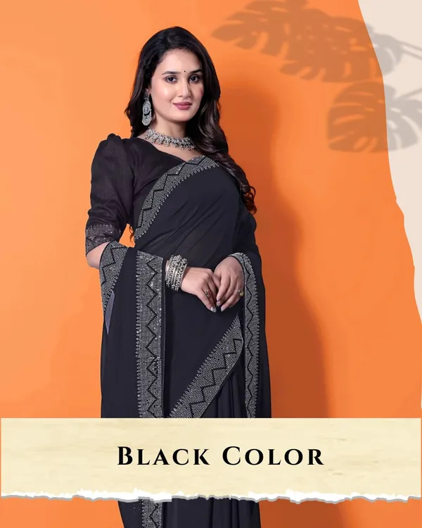 Black_Georgette_Premium_Embroidered_Saree_With_Matching_Blouse_For_Women
