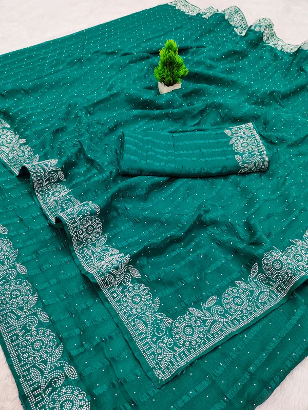 Green_Georgette_Premium_Embroidered_Saree_With_Matching_Blouse_For_Women