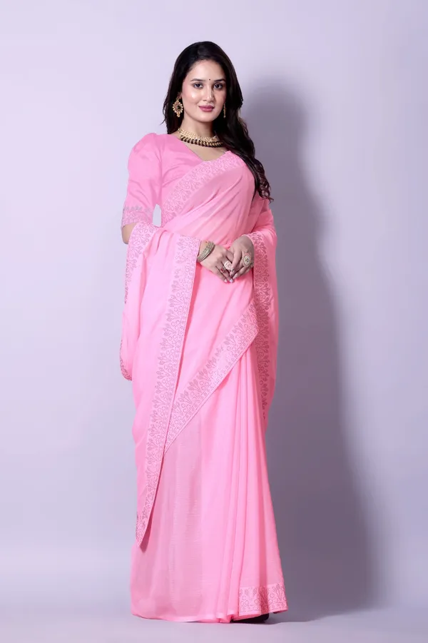 Pink_Georgette_Premium_Embroidered_Saree_With_Matching_Blouse_For_Women