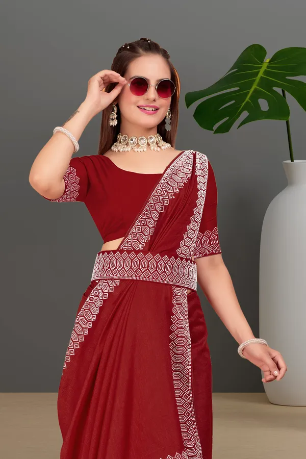 Maroon_Georgette_Premium_Embroidered_Saree_With_Matching_Blouse_For_Women