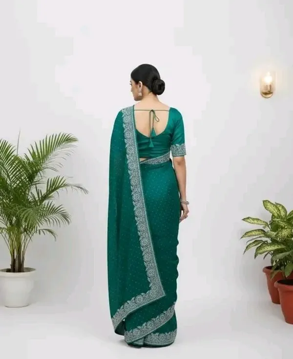 Green_Georgette_Premium_Embroidered_Saree_With_Matching_Blouse_For_Women