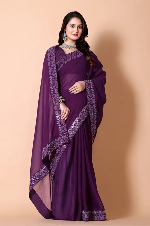 Purple_Georgette_Premium_Embroidered_Saree_With_Matching_Blouse_For_Women