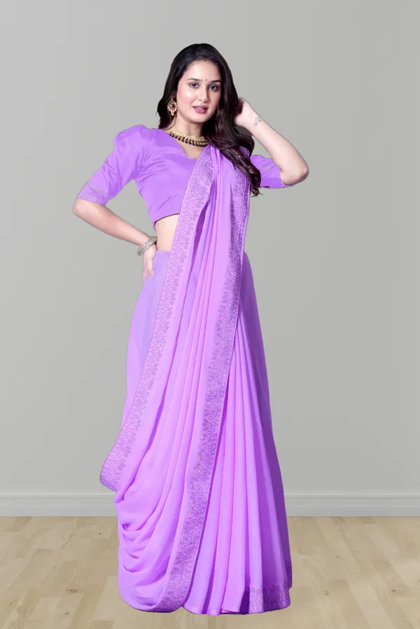 Purple_Georgette_Premium_Embroidered_Saree_With_Matching_Blouse_For_Women