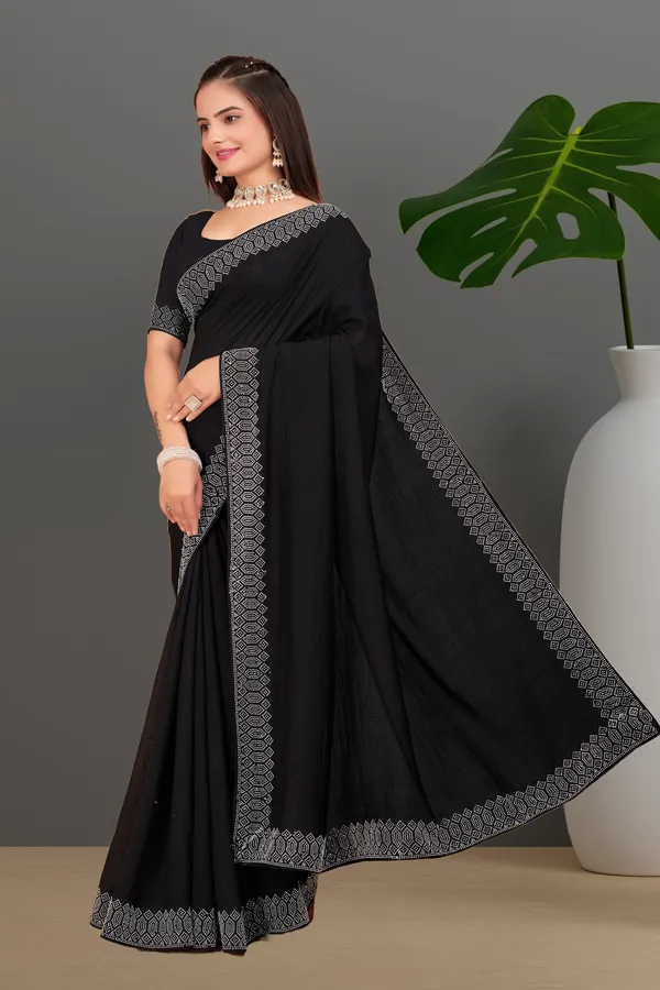 Black_Georgette_Premium_Embroidered_Saree_With_Matching_Blouse_For_Women