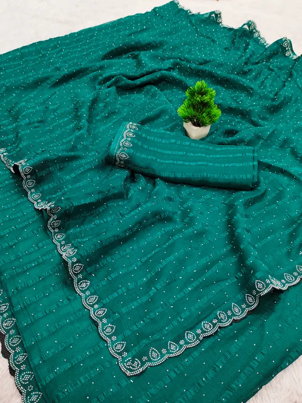 Green_Georgette_Premium_Embroidered_Saree_With_Matching_Blouse_For_Women