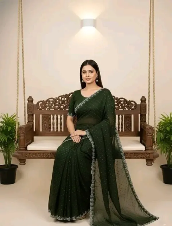 Green_Georgette_Premium_Embroidered_Saree_With_Matching_Blouse_For_Women