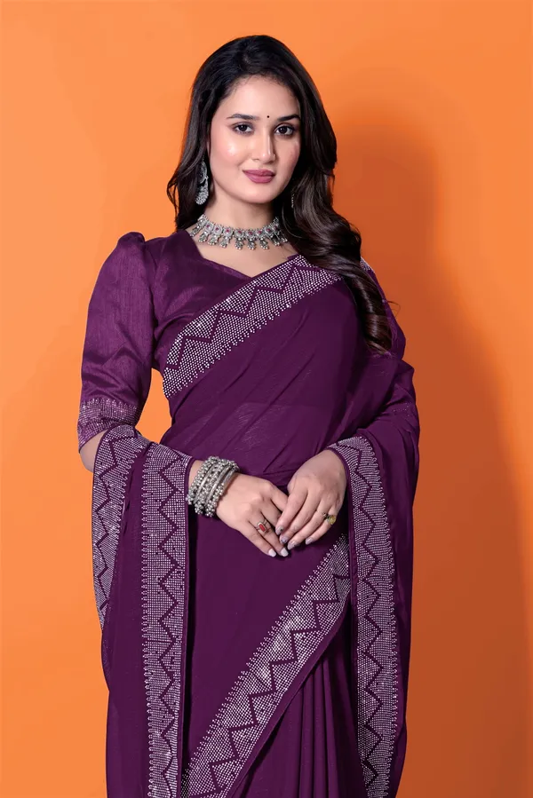Purple_Georgette_Premium_Embroidered_Saree_With_Matching_Blouse_For_Women