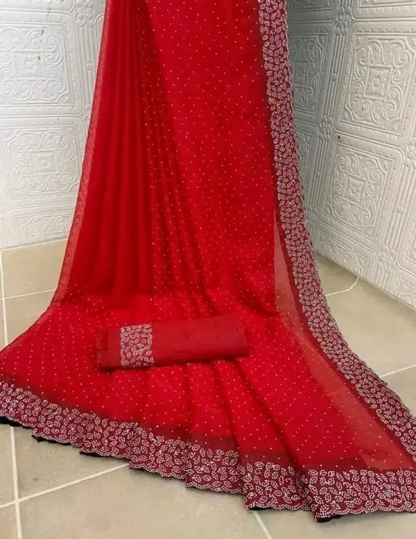Red_Georgette_Premium_Embroidered_Saree_With_Matching_Blouse_For_Women
