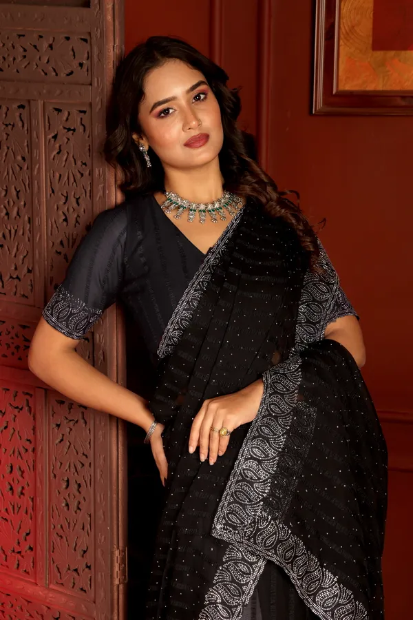 Black_Georgette_Premium_Embroidered_Saree_With_Matching_Blouse_For_Women