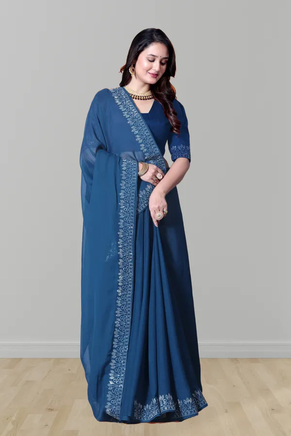 Blue_Georgette_Premium_Embroidered_Saree_With_Matching_Blouse_For_Women