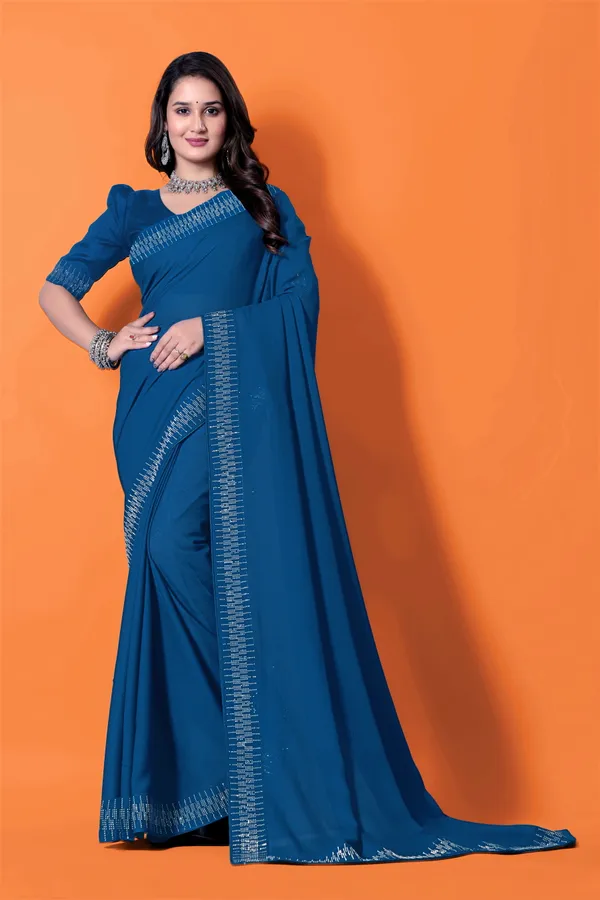Blue_Georgette_Premium_Embroidered_Saree_With_Matching_Blouse_For_Women