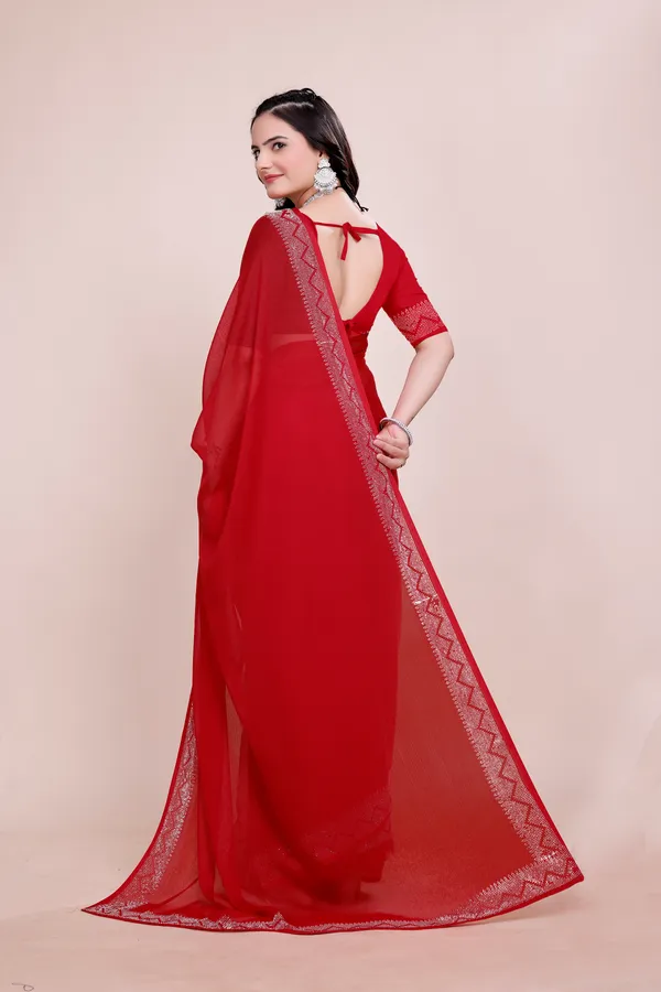 Red_Georgette_Premium_Embroidered_Saree_With_Matching_Blouse_For_Women