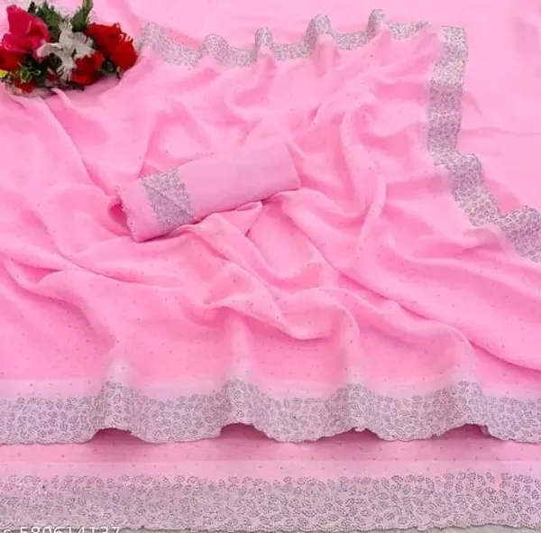 Pink_Georgette_Premium_Embroidered_Saree_With_Matching_Blouse_For_Women