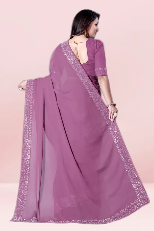Purple_Georgette_Premium_Embroidered_Saree_With_Matching_Blouse_For_Women