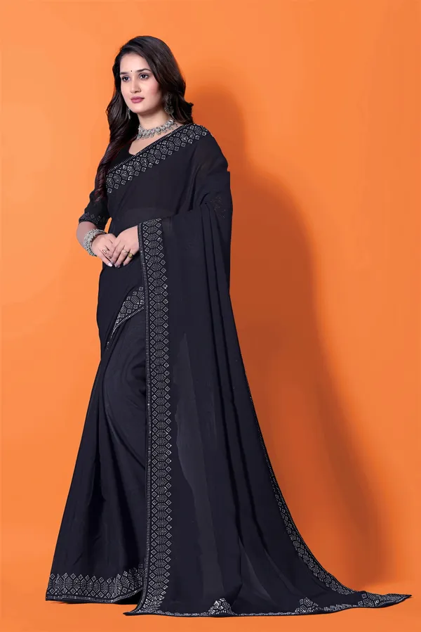 Black_Georgette_Premium_Embroidered_Saree_With_Matching_Blouse_For_Women