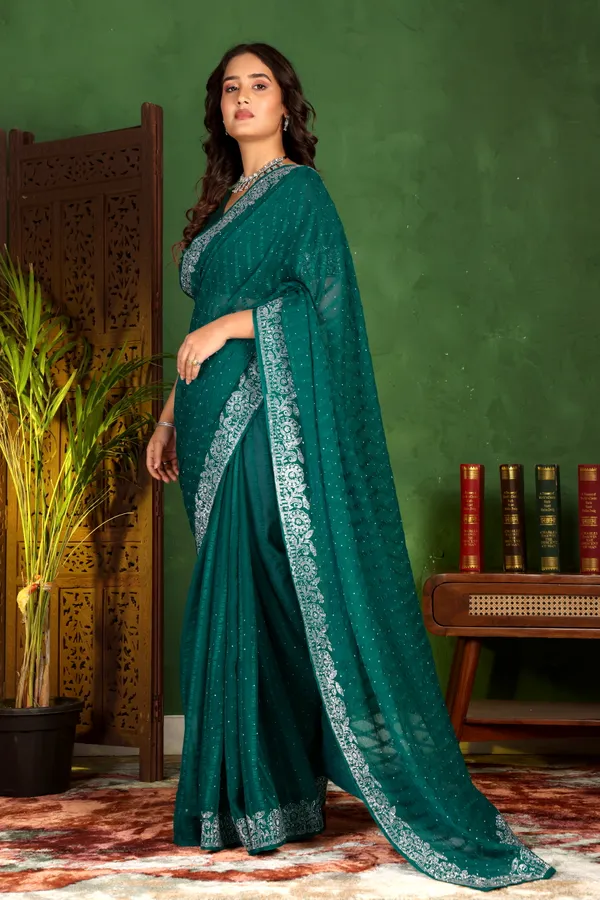 Green_Georgette_Premium_Embroidered_Saree_With_Matching_Blouse_For_Women
